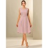 INSPIRE CHIC Women's Round Neck Sleeveless Zip Front Belted Fit Flare Work Dresses - 2 of 4