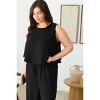Slickblue Plus Size Sleeveless Vacation Top, Frayed Hem Linen Blend, Boho Beach Style, Black, Size 1XL-3XL - 4 of 4