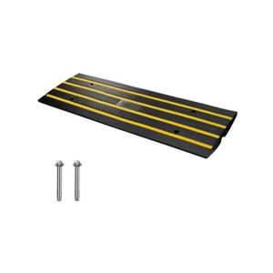 Heavy-Duty Rubber Driveway Ramps 2-Pack, 48" Low-Profile Threshold Ramps with Drainage Channels for Garage, Cars & Wheelchairs, Black - 1 of 4