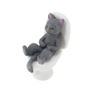 Unique Bargains Decorative Magnets Magnetic Fridge Sticker Irregular Shape Cat in Lying Toilet Pose Synthetic Resin 1Pc - 1 of 3