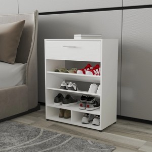 Vynxaria White Shoe Rack with 1 Drawer, Modern Functional Design - 1 of 4