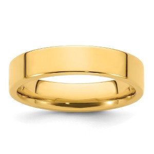 Black Bow Jewelry 5mm 14K White or Yellow Gold Flat Comfort Fit Band - 1 of 4