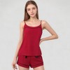 Anna-Kaci Lounge Women's Cami and Shorts Pajama Set with Contrast Trim and Adjustable Waist Tie - 2 of 4