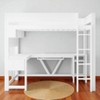Mshliw Full Size Gaming Loft Bed with Desk, Storage Shelves, LED Light Strip, Charging Station, Solid Wood Frame with Guardrails - 2 of 4