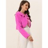 INSPIRE CHIC Women's Evening Bow Tie Front Turndown Collar Faux Fur Fluffy Cropped Coat - 3 of 4
