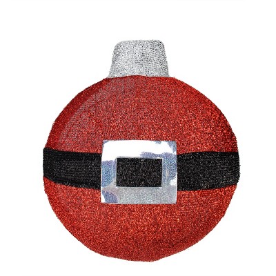 Northlight 17.25" Pre-Lit Red and Black Christmas Ball Ornament Wall Decor