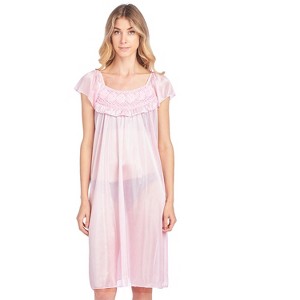 Casual Nights Women's Cap Sleeve Flower Silky Tricot Nightgown - 1 of 4