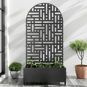 MAYEERTY Planter Box with Trellis Iron Black Arch Helen Street 01 Style 72x35x16in 3-Piece Set - 1 of 4