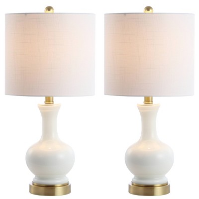 22&#34; (Set of 2) Cox Glass/Metal Table Lamp (Includes LED Light Bulb) White - JONATHAN Y