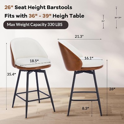 Dimensions and weight capacity diagram for 26 inch barstools