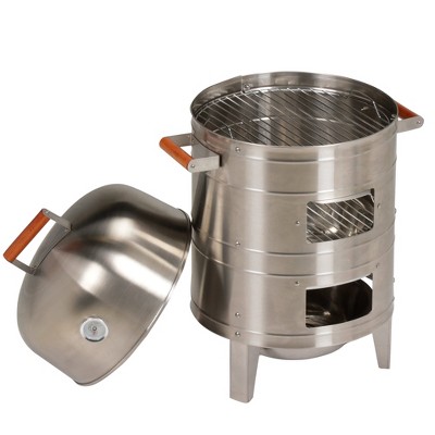 Americana Stainless Steel Charcoal Water Smoker with Wood Handles