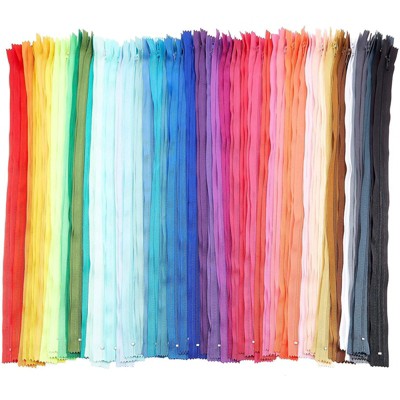 Juvale 100 Pieces #3 Nylon Coil Zipper for Sewing Repair Kit Replacement, 18 inch, 50 Colors