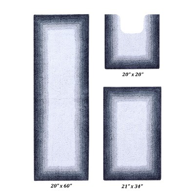 Torrent Collection 100% Soft Cotton Tufted Weave Bath Rug Set, Ombre Pattern, Super Soft & Absorbent, Machine Washable Bathroom Mats