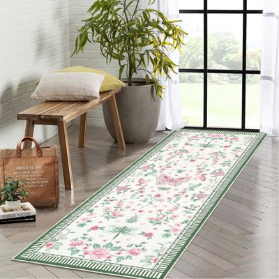 Area Rugs Modern Floral Rug for Living Room Bedroom,Low Pile Area Rugs Machine Washable Large Carpet for Dining Room Playroom Home Office Decor