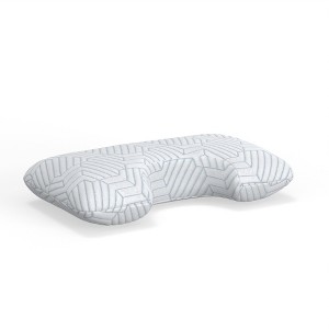 TopComfy Support Pillow Cooling Foam Pillow with Ventilation Channels for Comfortable Sleep, White and Blue, 16"*8"*8" - 1 of 4