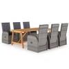 vidaXL Dining Set Grey Solid Acacia wood 81.1 x 39.4 x 29.1 in - 2 of 4