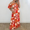 Women's Summer Square Neck Ruffle Puff Sleeves Boho High Waist Smocked Flowy A Line Dress - 4 of 4