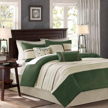 7pc Queen Dakota Microsuede Comforter Set Green