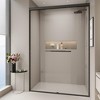 Gulches 44in to 48in W x 72in H Double Sliding Semi frameless Shower Door Matte Black Finish with Clear Glass Explosion proof Film 1 Pc - 2 of 4