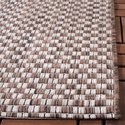 Blair Light Brown and Grey Square Indoor/Outdoor Rug