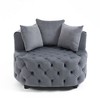 CAVINAS Chesterfield Single Sofa Chair, Modern Velvet Upholstered Accent Chair with 3 Pillows, Classical Barrel Chair Couch for Living Room - 4 of 4