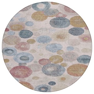 Blush Blue And Taupe Geometric Washable Indoor Outdoor Area Rug - 1 of 4