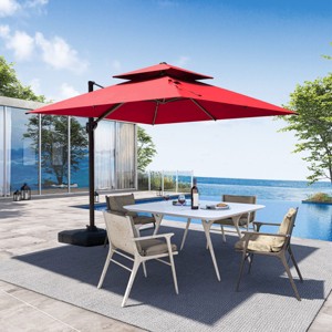 Crestlive Products 10FT Square Double Top Cantilever Umbrella UV30+ Outdoor 360 Degree Rotation Offset Umbrella 6 Heights Adjustable Umbrella - 1 of 4