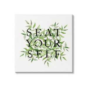 Stupell Industries Seat Yourself Botanical Leaf Bathroom Gallery Wrapped Canvas Wall Art - 1 of 3