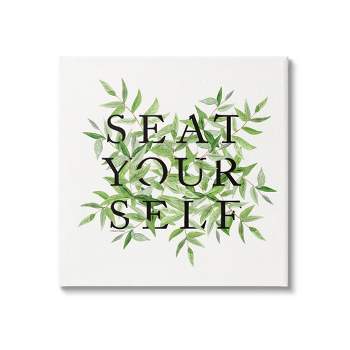 Stupell Industries Seat Yourself Botanical Leaf Bathroom Gallery Wrapped Canvas Wall Art