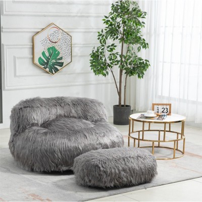 Panpan Bean Bag Chairs with Memory Foam,37 W Green Teddy Bean Bag  Chair,Fluffy Lazy Sofa-The Pop Maison