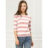 INSPIRE CHIC Women's Stripes Casual Basic Elbow Sleeves Boat Neck Slim Fit T-Shirts - 2 of 4