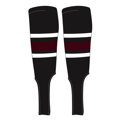 MK Socks Traditional Baseball Stirrups Pattern B-7 Black, White, Maroon (L)