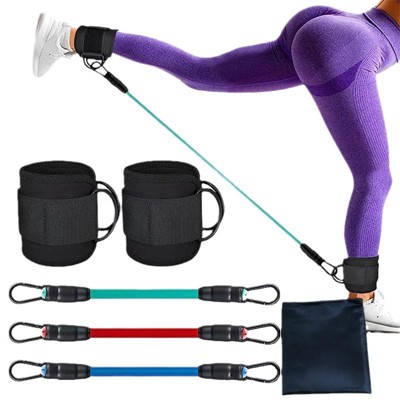 Hachikiko Ankle Resistance Bands with Cuffs - Home Gym Glute Strength Training Equipment Set