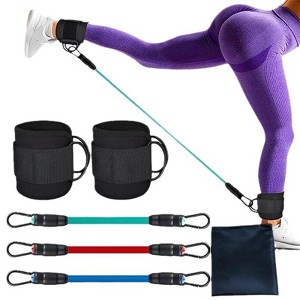 Hachikiko Ankle Resistance Bands with Cuffs - Home Gym Glute Strength Training Equipment Set - 1 of 4