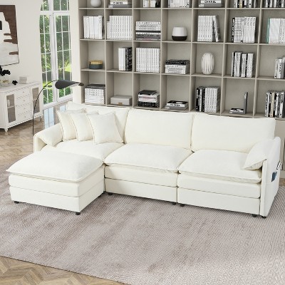 GDFStudio Morwen 109.45'' Modern Chenille Upholstered Oversized Deep Seat Modular Sectional Sofa with 3 Cushions