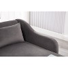 Modern Chaise Lounge Velvet Upholstered Accent Chair Bed Bench, Beige/Gray/Orange-ModernLuxe - 4 of 4