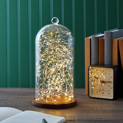 Clear Glass Cloche Dome with Wooden Base, 11 Inches