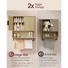 Wall-Mounted Cabinet with Fluted Doors, 23.6x28.7 Inch Over Toilet Storage with Adjustable Shelf and Towel Bar, Oak Beige - 3 of 4