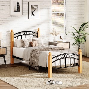 Coucheta Metal Platform Bed Frame - Headboard & Footboard with Underbed Storage, Steel Slats, No Box Spring, Quiet - 1 of 4