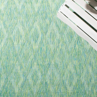Green Geometric Stain-Resistant Indoor/Outdoor Area Rug