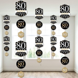 Big Dot of Happiness Adult 80th Birthday - Gold - Birthday Party DIY Dangler Backdrop - Hanging Vertical Decorations - 30 Pieces - 1 of 4
