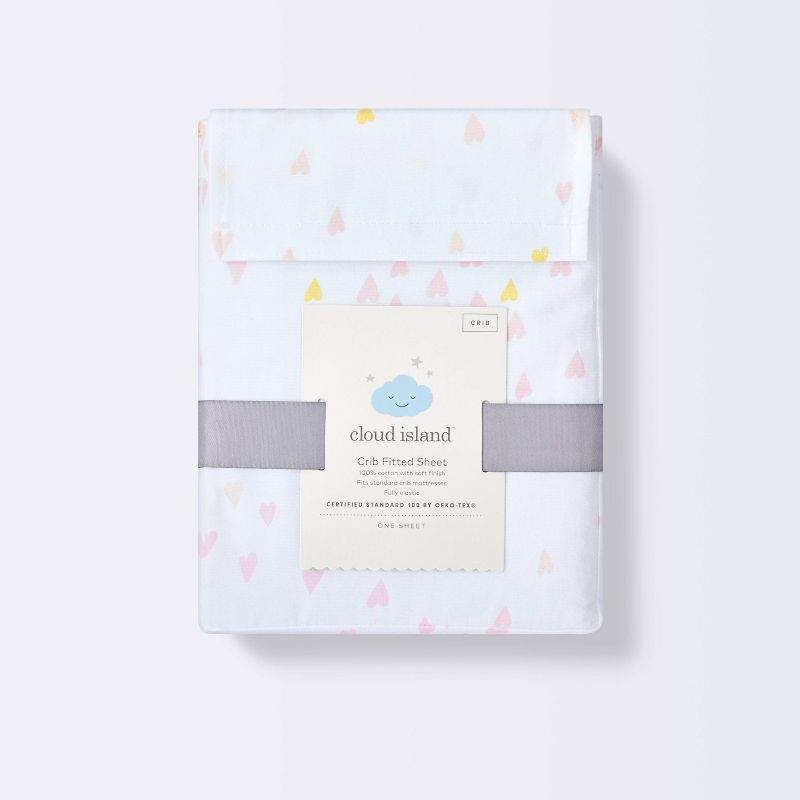 Fitted Crib Sheet Hearts Pink - Cloud Island&#8482; Pink, 6 of 7