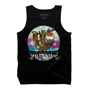 Men's Design By Humans Merry Slothmas - Funny Christmas Pajama for Sloth LoversÂ By TELO213 Tank Top - 1 of 4