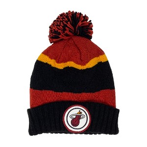 NBA Knit Beanie - Miami Heat, Striped, Cuffed with Pom - 1 of 2