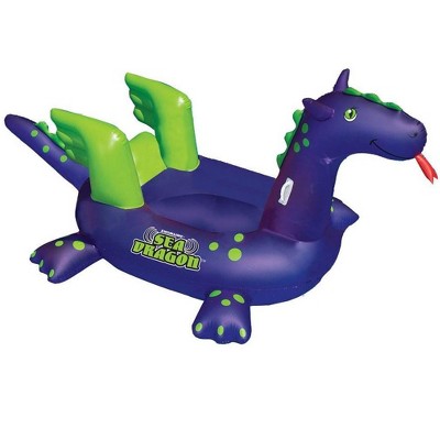 Swimline Giant Inflatable Sea Dragon Swimming Pool or Lake Floating Ride-On Water Lounger Raft with 2 Built-In Handles, Purple