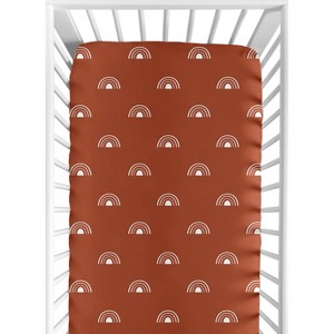 Sweet Jojo Designs Gender Neutral Baby Fitted Crib Sheet Boho Rainbow Orange and White - 1 of 4