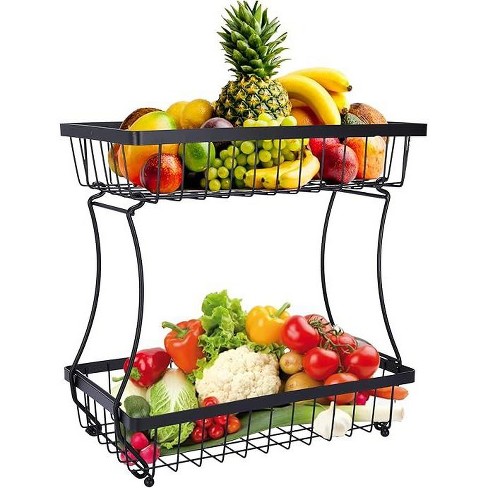 Regal Trunk 2 Tier Fruit Baskets For Kitchen Countertop, Black : Target