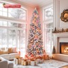 6ft Pre-Lit Pencil Snow Flocked Christmas Tree Hinged Artificial Xmas Tree W/ Remote-controlled Multi-Color - image 3 of 4