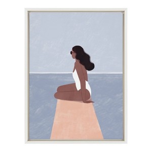 18" x 24" Sylvie Waiting For by Maja Tomljanovic Framed Wall Canvas White - Kate & Laurel All Things Decor: UV-Resistant - 1 of 4