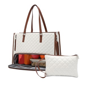 Work Tote Bag with Lunch Compartment, 16.5" PU Leather Laptop Bag with Insulated Leakproof of Lunch Box and Wristlet, Briefcase for Off, Trav, Casual - 1 of 4